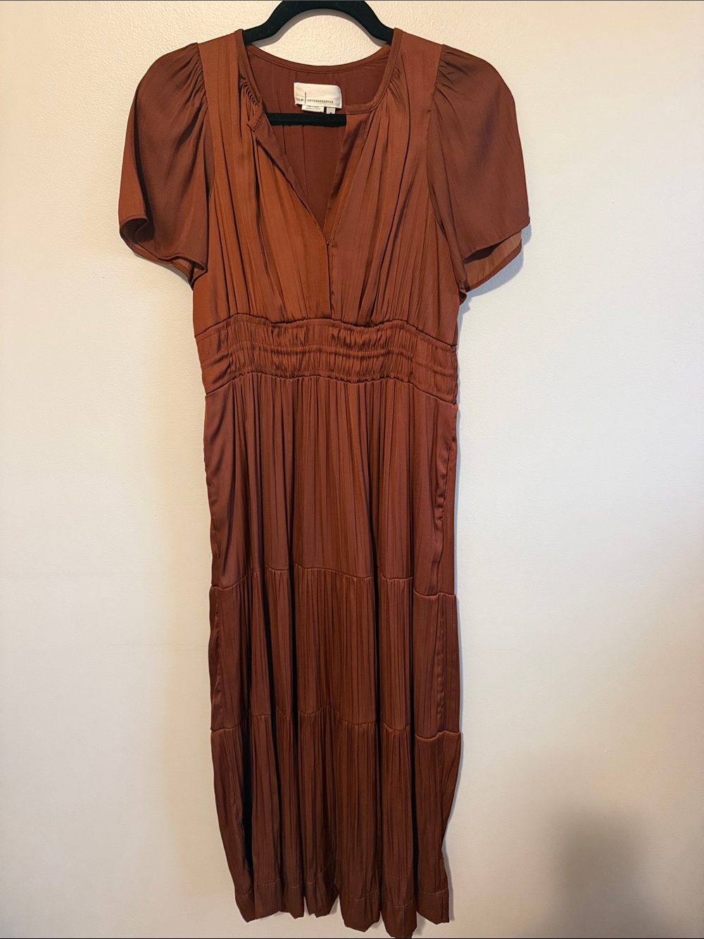 Anthropologie Rust Brown Somerset Maxi Dress, size SP